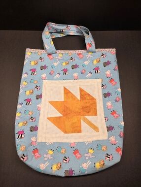 Handmade Peppa Pig Book Bag Sewn In Leaf Design One Of A Kind